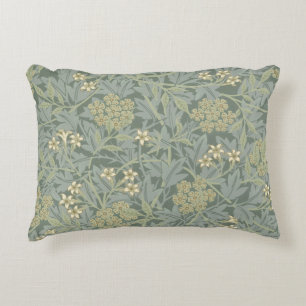 William Morris Jasmine Blue Green Botanical Art Decorative Cushion