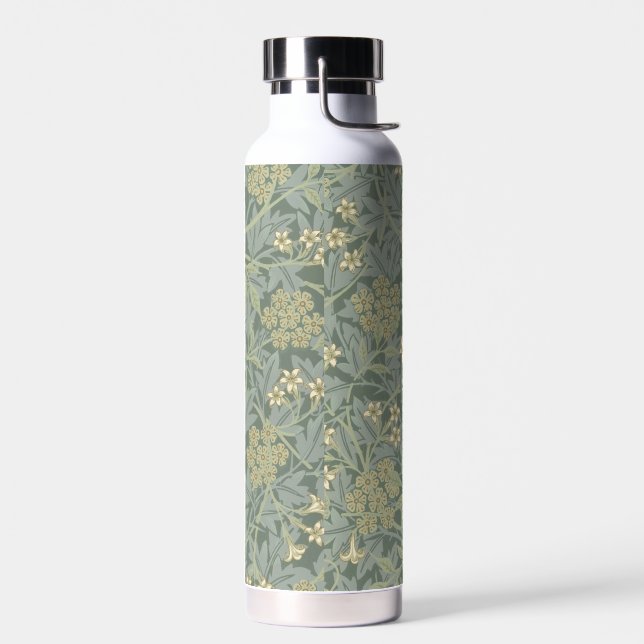 William Morris Jasmine Blue Green Botanical Art Water Bottle (Left)