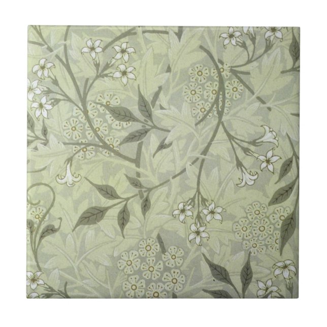 William Morris Jasmine Botanical Ceramic Tile (Front)