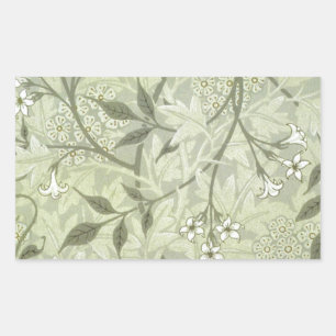 William Morris Jasmine Botanical Vintage Antique Rectangular Sticker