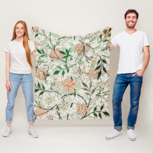 William Morris Jasmine Flower Fleece Blanket