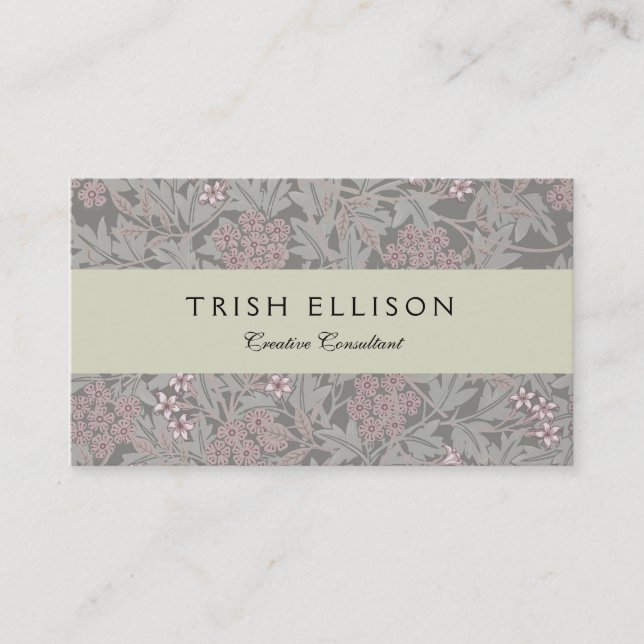 William Morris Jasmine Flower Pattern Business Card (Front)