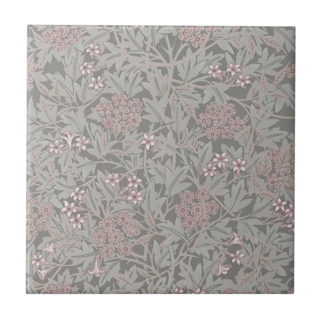 William Morris Jasmine Flower Pattern Ceramic Tile (Front)