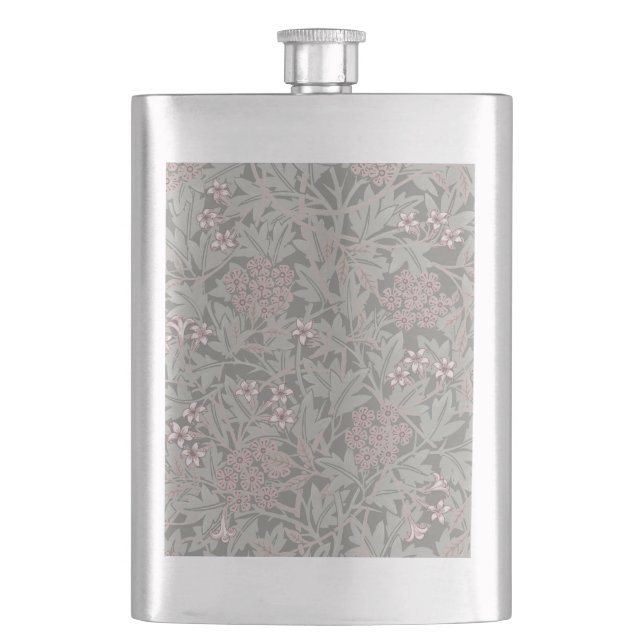 William Morris Jasmine Flower Pattern Hip Flask (Front)