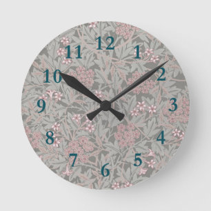 William Morris Jasmine Flower Pattern Round Clock