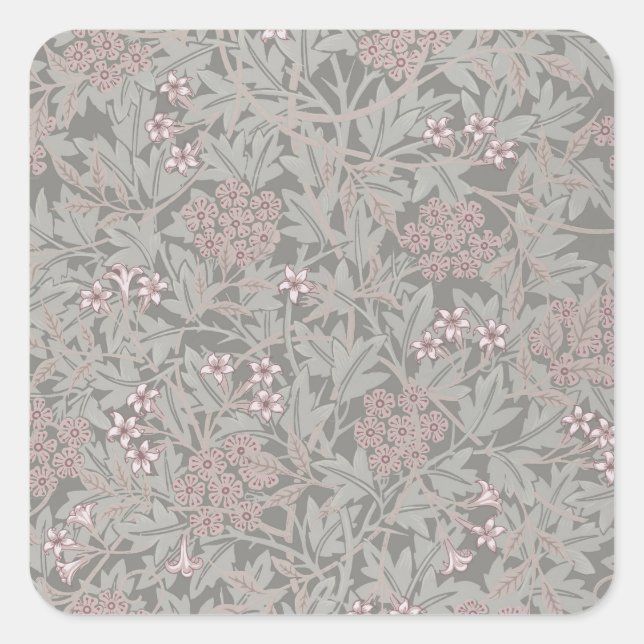 William Morris Jasmine Flower Pattern Square Sticker (Front)