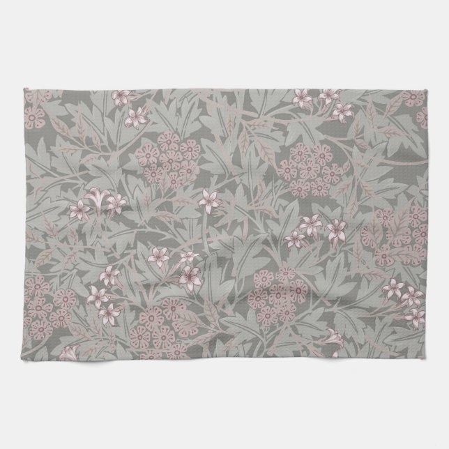 William Morris Jasmine Flower Pattern Tea Towel (Horizontal)