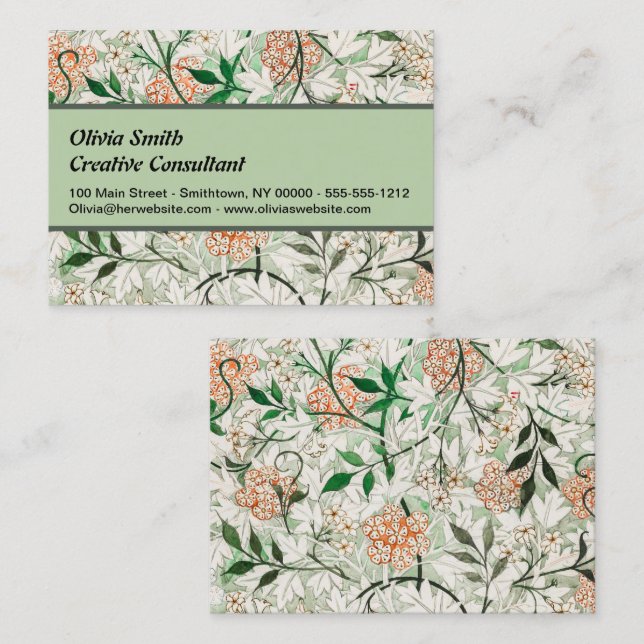 William Morris Jasmine Garden Flower Classic Business Card (Front/Back)