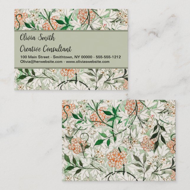 William Morris Jasmine Garden Flower Classic Business Card (Front/Back)