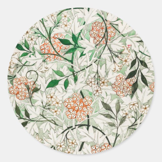 William Morris Jasmine Garden Flower Classic Round Sticker (Front)