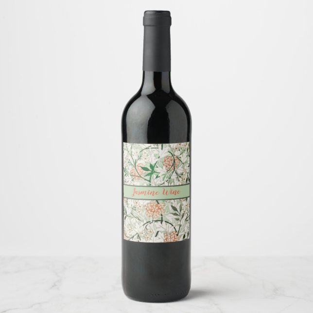 William Morris Jasmine Garden Flower Classic Wine Label (Front)
