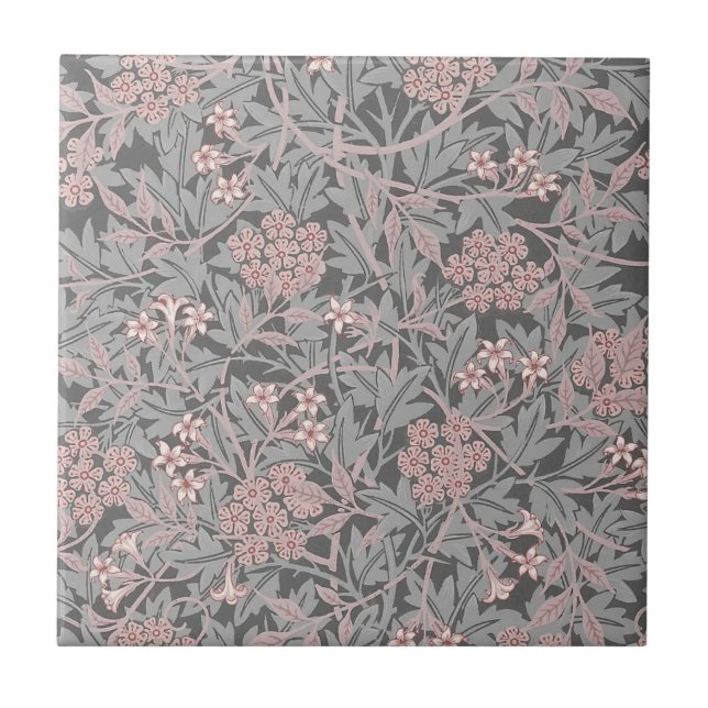 William * Morris Jasmine Pink and Grey  Ceramic Tile (Front)