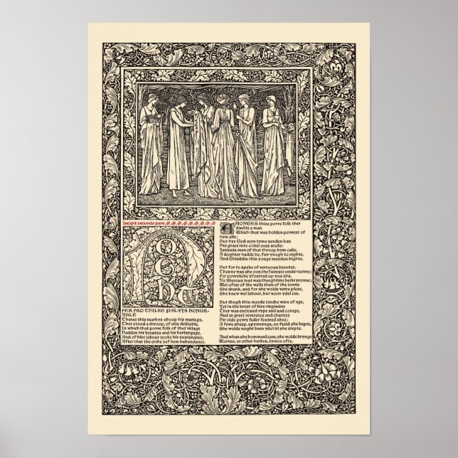 William Morris Kelmscott Press Chaucer Page Poster (Front)