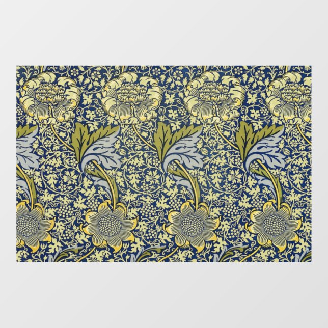 William Morris Kennet Floral Wallpaper Blue Gold (Sheet)