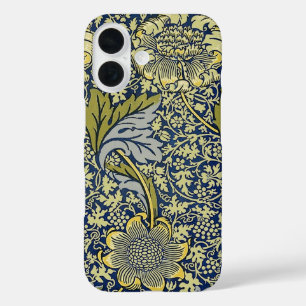 William Morris Kennet Floral Wallpaper Blue Gold iPhone 16 Case