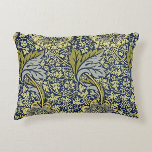 William Morris Kennet Floral Wallpaper Blue Gold Decorative Cushion