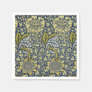 William Morris Kennet Floral Wallpaper Blue Gold Napkin