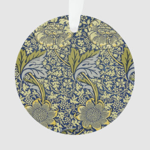 William Morris Kennet Floral Wallpaper Blue Gold Ornament