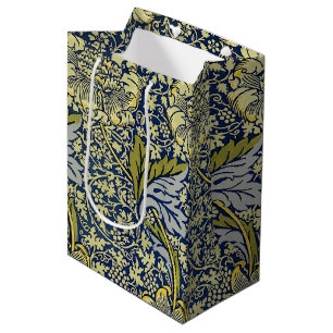 William Morris Kennet Floral Wallpaper Blue Medium Gift Bag