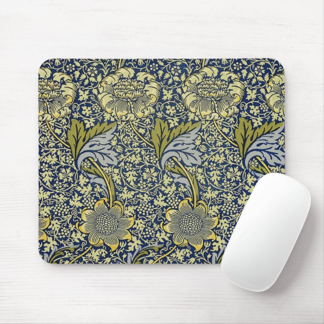 William Morris Kennet Floral Wallpaper Blue Mouse Pad (With Mouse)