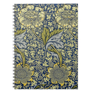 William Morris Kennet Floral Wallpaper Blue Notebook