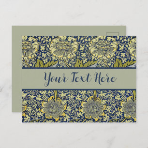 William Morris Kennet Floral Wallpaper Blue Postcard