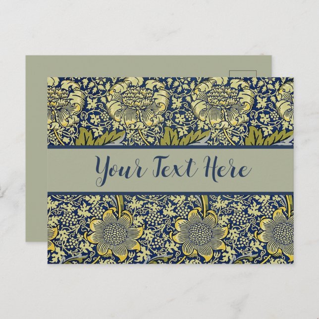 William Morris Kennet Floral Wallpaper Blue Postcard (Front/Back)