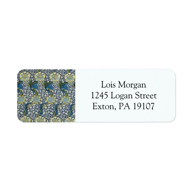 William Morris Kennet Pattern (Blue) Return Address Label (Front)