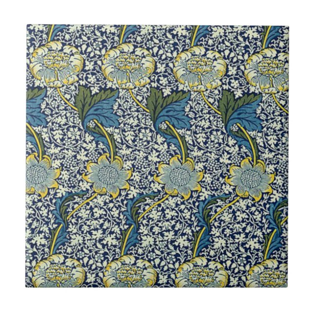 William Morris Kennet Pattern (Blue) Tile (Front)