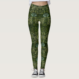William Morris Large Green Tulip Rose Wallpaper Leggings