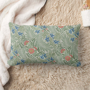 William Morris Larkspur Floral Green Pink Blue  Lumbar Cushion