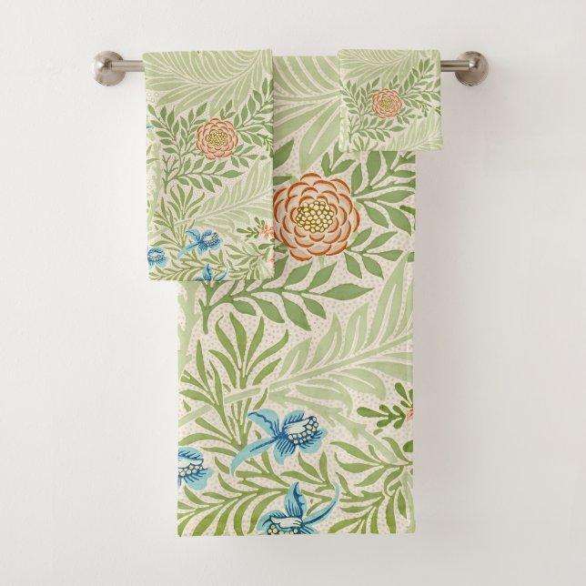 William Morris Larkspur Floral Pattern Bath Towel Set (Insitu)
