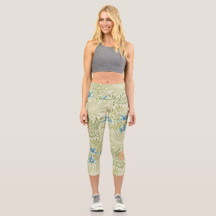 William Morris Larkspur Floral Pattern Capri Leggings