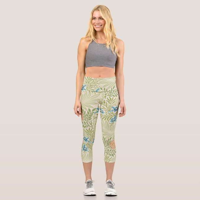 William Morris Larkspur Floral Pattern Capri Leggings (Front)