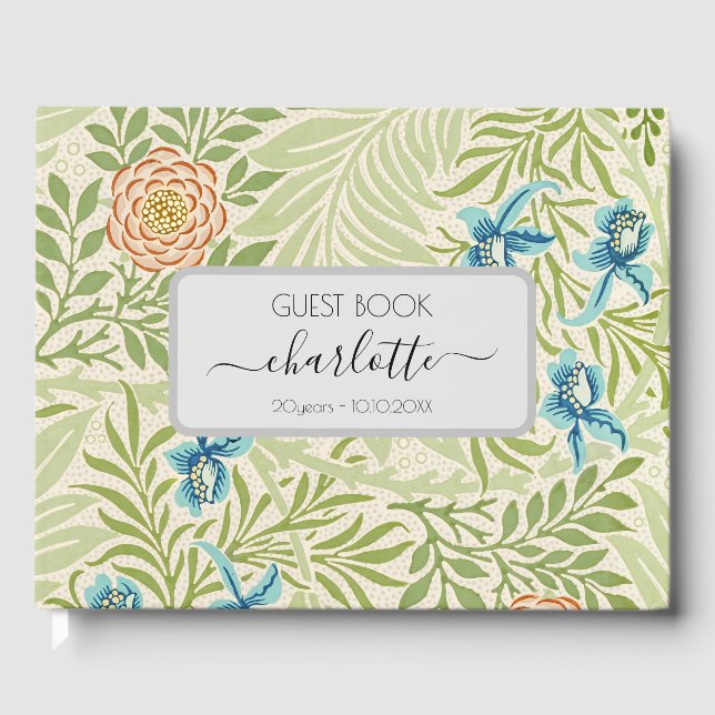 William Morris Larkspur Floral Pattern Guest Book (Front)