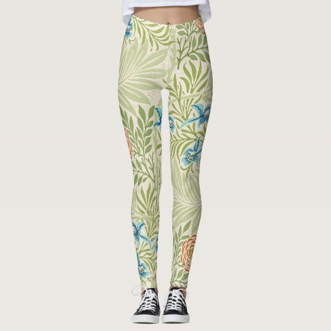 William Morris Larkspur Floral Pattern Leggings (Front)