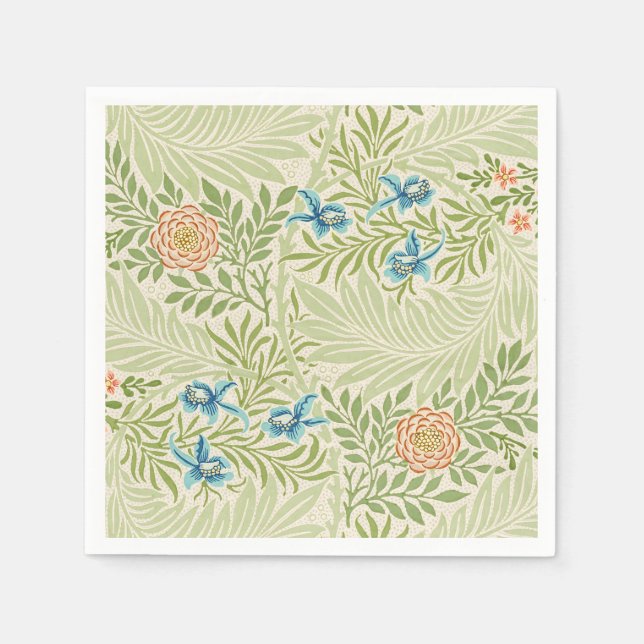 William Morris Larkspur Floral Pattern Napkin (Front)