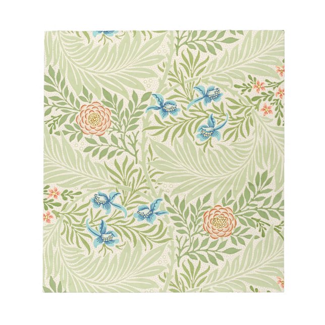 William Morris Larkspur Floral Pattern Notepad (Front)