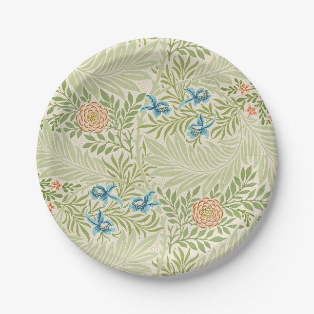 William Morris Larkspur Floral Pattern Paper Plate (Front)