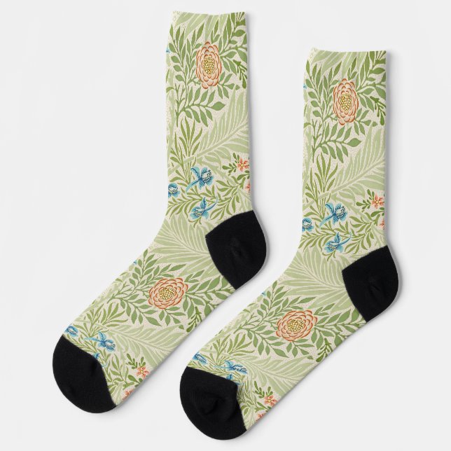 William Morris Larkspur Floral Pattern Socks (Left)