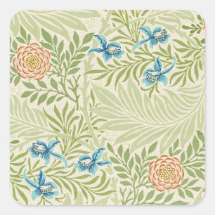 William Morris Larkspur Floral Pattern Square Sticker