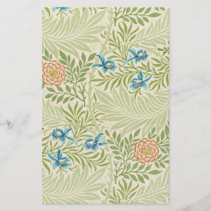 William Morris Larkspur Floral Pattern Stationery