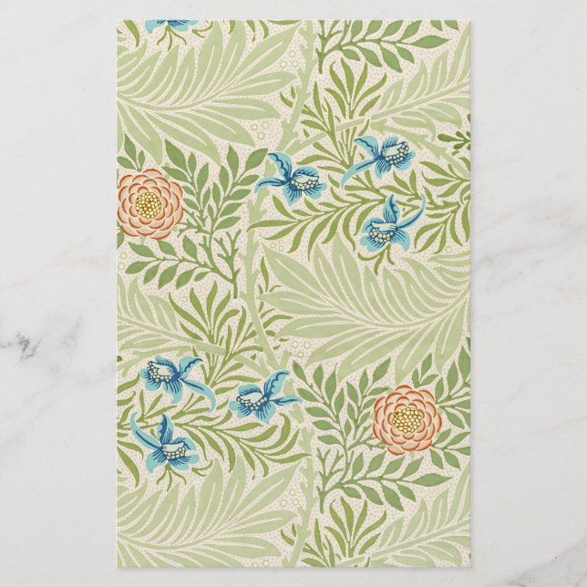 William Morris Larkspur Floral Pattern Stationery (Front)