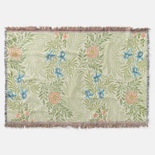 William Morris Larkspur Floral Pattern Throw Blanket