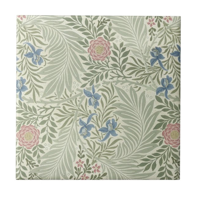 William Morris Larkspur Floral Wallpaper Ceramic Tile (Front)