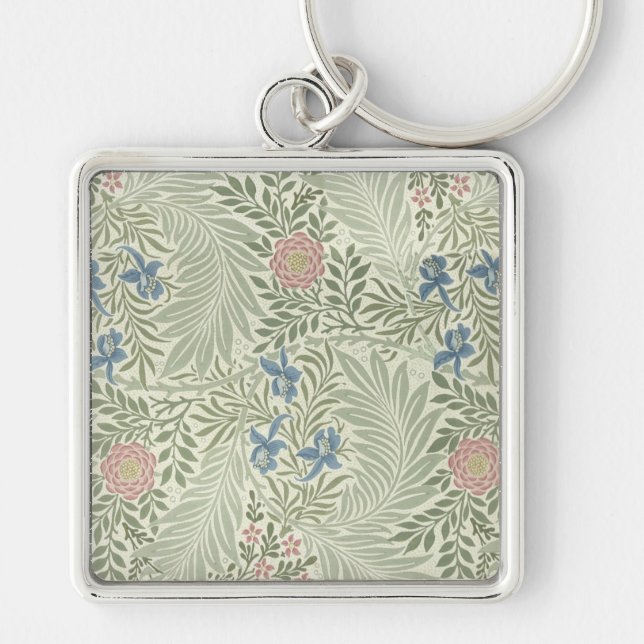 William Morris Larkspur Floral Wallpaper Key Ring (Front)
