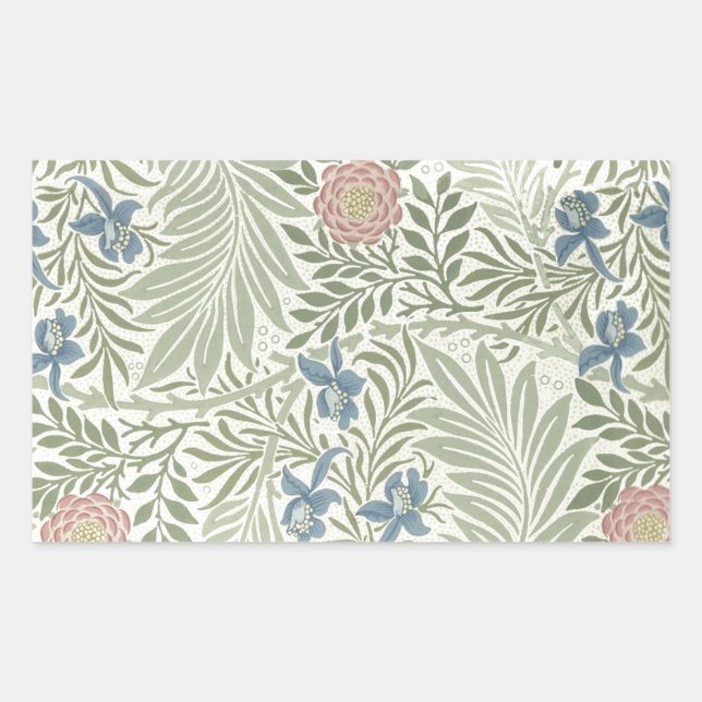 William Morris Larkspur Floral Wallpaper Rectangular Sticker (Front)