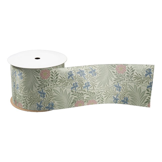 William Morris Larkspur Floral Wallpaper Satin Ribbon (Spool)