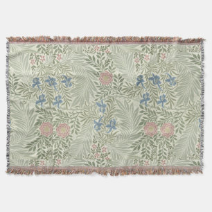 William Morris Larkspur Floral Wallpaper Throw Blanket