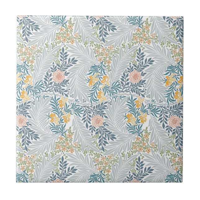 William * Morris Larkspur Gold Orange Teal  Ceramic Tile (Front)